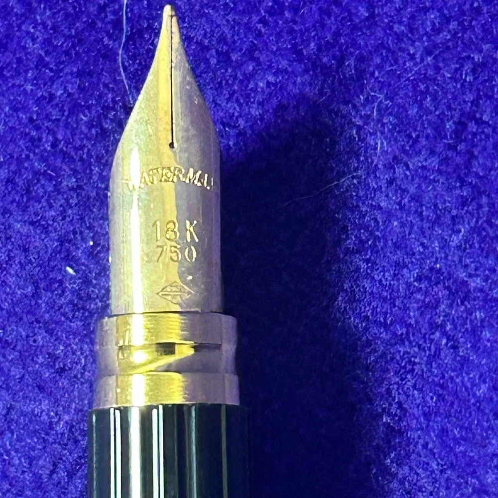 Vintage Waterman Paris 18K Gold Nib Fountain Pen Black & Gold New in Box